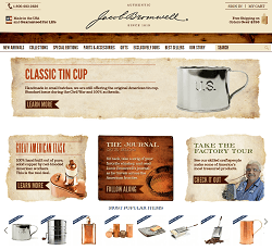 Jacobbromwell.com - Online retailer website for copper flasks, tin cups, flour sifters and gifts