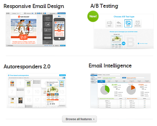 GetResponse Email marketing and autoresponder sofware features