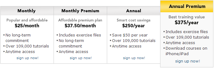 lynda - individual membership plans and pricing