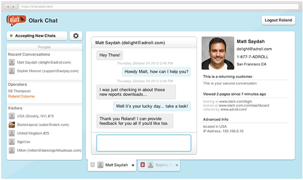 Olark live chat software